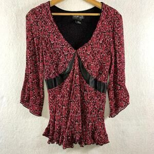 Womens Sheer Chiffon Babydoll Top Ditsy Floral Y2K Fairy Grunge Dark Romantic‎